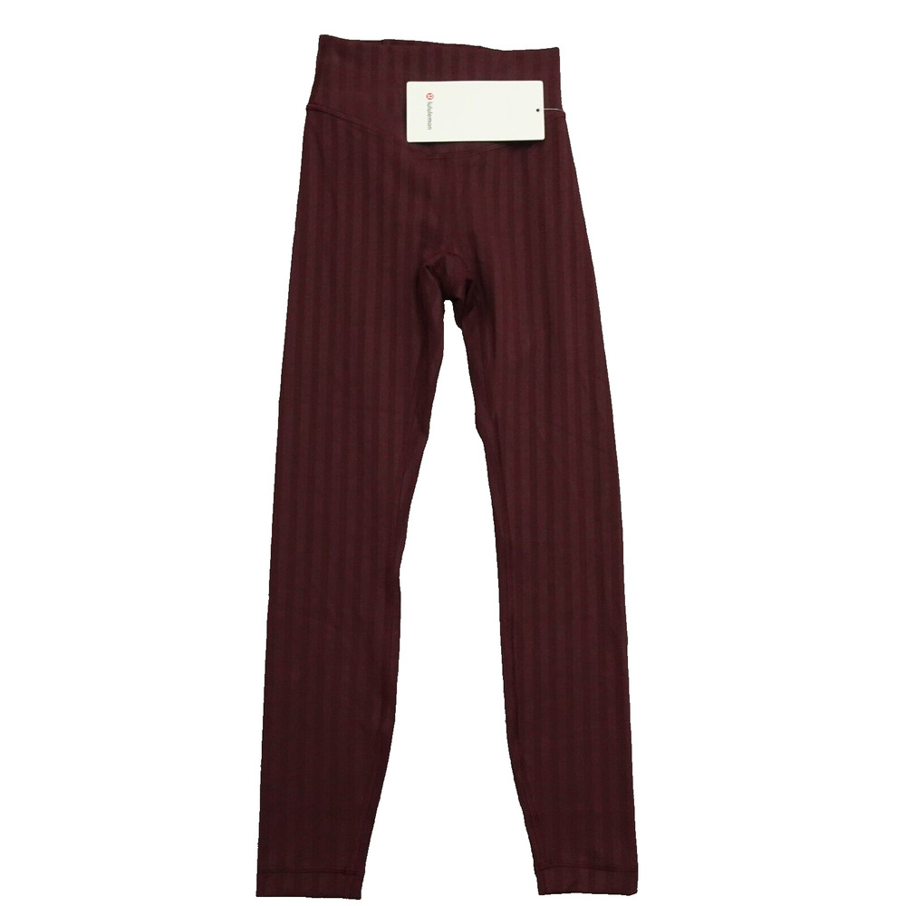 Lululemon Athletica Maroon Striped Leggings